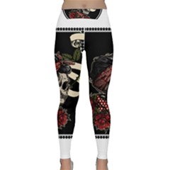 Skull Rose Fantasy Dark Flowers Classic Yoga Leggings by Sudhe