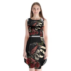 Skull Rose Fantasy Dark Flowers Sleeveless Chiffon Dress  