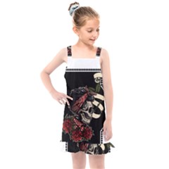 Skull Rose Fantasy Dark Flowers Kids  Overall Dress by Sudhe