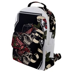 Skull Rose Fantasy Dark Flowers Flap Pocket Backpack (small) by Sudhe