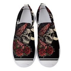 Skull Rose Fantasy Dark Flowers Women s Slip On Sneakers by Sudhe