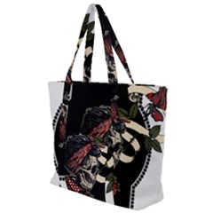 Skull Rose Fantasy Dark Flowers Zip Up Canvas Bag by Sudhe