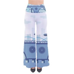 Blue City Building Fantasy So Vintage Palazzo Pants by Sudhe