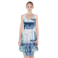 Blue City Building Fantasy Racerback Midi Dress by Sudhe