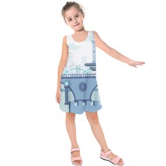 Blue City Building Fantasy Kids  Sleeveless Dress by Sudhe