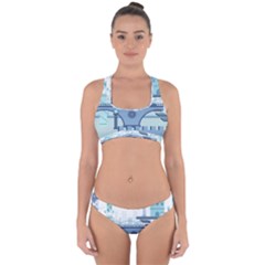 Blue City Building Fantasy Cross Back Hipster Bikini Set by Sudhe