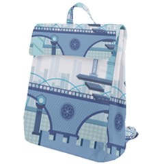 Blue City Building Fantasy Flap Top Backpack by Sudhe