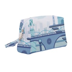 Blue City Building Fantasy Wristlet Pouch Bag (medium) by Sudhe