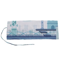 Blue City Building Fantasy Roll Up Canvas Pencil Holder (s) by Sudhe