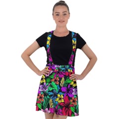 Flowers 3 Velvet Suspender Skater Skirt by ArtworkByPatrick