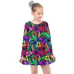 Flowers 3 Kids  Long Sleeve Dress