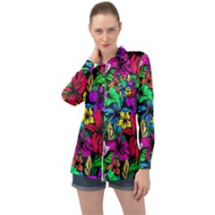 Flowers 3 Long Sleeve Satin Shirt