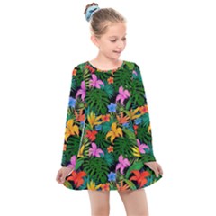 Flowers 4 Kids  Long Sleeve Dress by ArtworkByPatrick