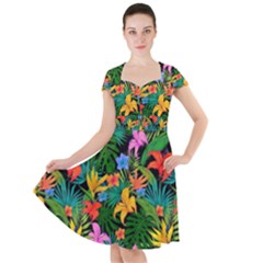 Flowers 4 Cap Sleeve Midi Dress by ArtworkByPatrick