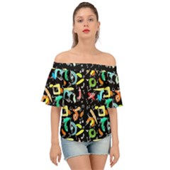 Repetition Off Shoulder Short Sleeve Top by ArtworkByPatrick