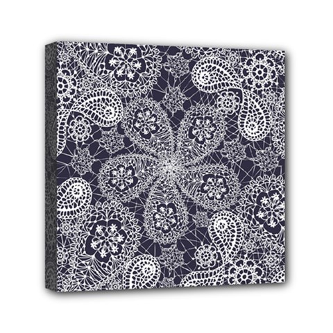 Flowers mandala Mini Canvas 6  x 6  (Stretched)