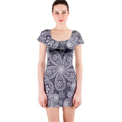 Flowers mandala Short Sleeve Bodycon Dress