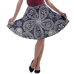 Flowers mandala A-line Skater Skirt