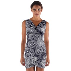 Flowers mandala Wrap Front Bodycon Dress