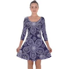 Flowers mandala Quarter Sleeve Skater Dress