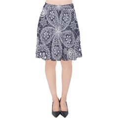 Flowers mandala Velvet High Waist Skirt