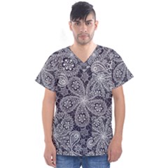 Flowers mandala Men s V-Neck Scrub Top