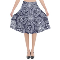 Flowers mandala Flared Midi Skirt