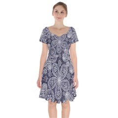 Flowers mandala Short Sleeve Bardot Dress