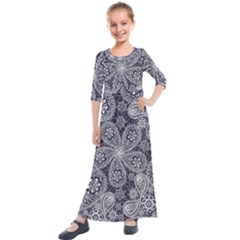 Flowers mandala Kids  Quarter Sleeve Maxi Dress