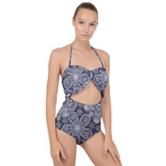 Flowers mandala Scallop Top Cut Out Swimsuit