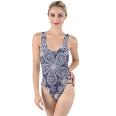 Flowers mandala High Leg Strappy Swimsuit