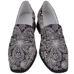 Flowers mandala Women s Chunky Heel Loafers