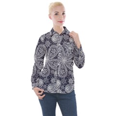 Flowers mandala Women s Long Sleeve Pocket Shirt