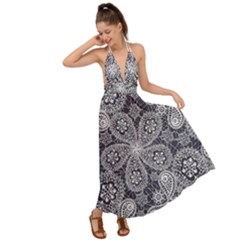 Flowers mandala Backless Maxi Beach Dress