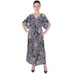 Flowers mandala V-Neck Boho Style Maxi Dress