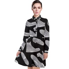 Pattern Shiny Shoes Long Sleeve Chiffon Shirt Dress by Sudhe