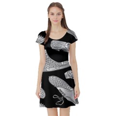 Pattern Shiny Shoes Short Sleeve Skater Dress by Sudhe