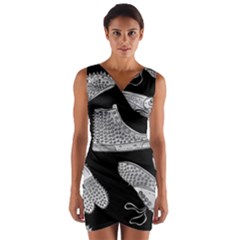 Pattern Shiny Shoes Wrap Front Bodycon Dress