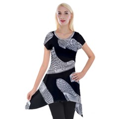 Pattern Shiny Shoes Short Sleeve Side Drop Tunic by Sudhe