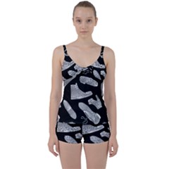 Pattern Shiny Shoes Tie Front Two Piece Tankini by Sudhe