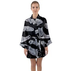 Pattern Shiny Shoes Long Sleeve Satin Kimono by Sudhe