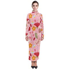 Floral Surface Pattern Design Turtleneck Maxi Dress by Sudhe