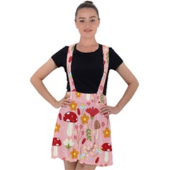 Floral Surface Pattern Design Velvet Suspender Skater Skirt