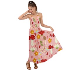 Floral Surface Pattern Design Backless Maxi Beach Dress by Sudhe