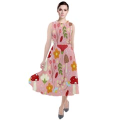 Floral Surface Pattern Design Round Neck Boho Dress by Sudhe