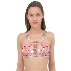 Floral Surface Pattern Design Cage Up Bikini Top