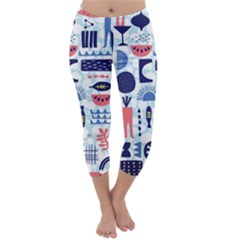 Vector Illustrated Pattern Design Capri Winter Leggings  by Sudhe