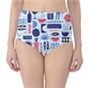 Vector Illustrated Pattern Design Classic High-Waist Bikini Bottoms View1