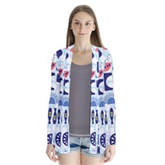 Vector Illustrated Pattern Design Drape Collar Cardigan by Sudhe