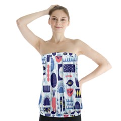 Vector Illustrated Pattern Design Strapless Top by Sudhe